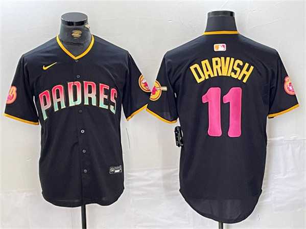 Men%27s San Diego Padres #11 Yu Darvish Black Cool Base Stitched Baseball Jersey